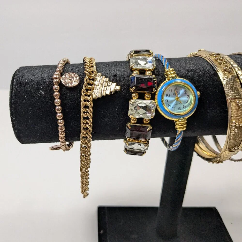 Gold Tone Bracelet Lot 15 Ready to Wear Fashion Jewelry Variety Styles Colors